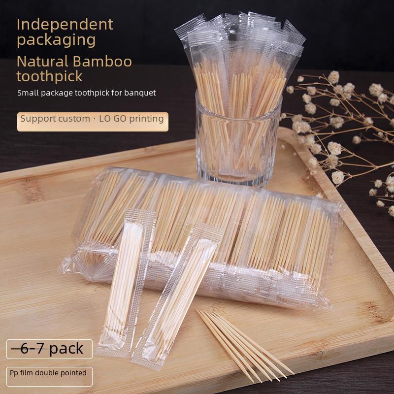 

Прозрачные двухсторонние бамбуковые зубочистки в небольшой упаковке - упаковка из 6 штук для банкетов или коммерческого использования 200 packs, 7 pieces, bamboo