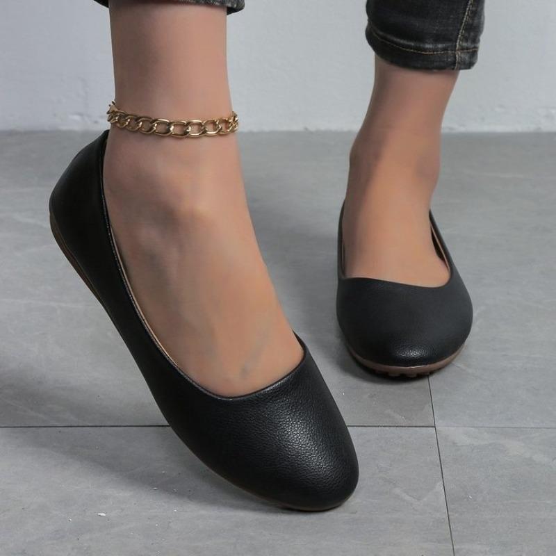 New Flat Shoes for Women, Pointed-toe, Shallow-mouthed, Soft-leather, Soft-top, Large-sized Leather Shoes