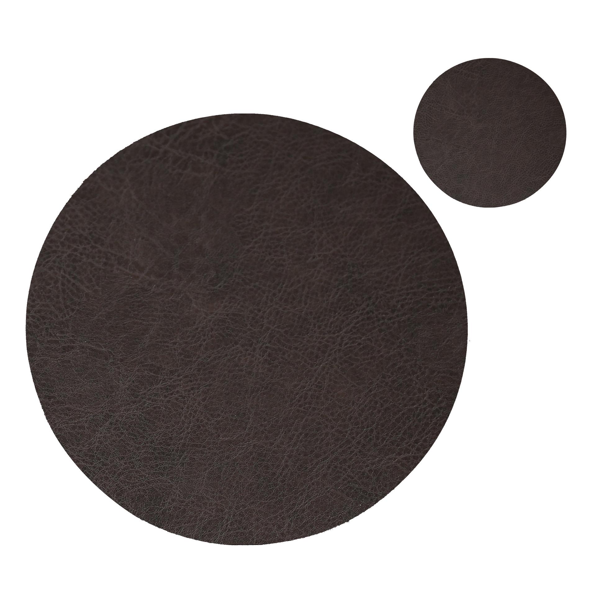 

1/4/6Sets Vintage Round Placemats and Coasters Dining Room Kitchen Decor Cowhide Gift Table Mats Coasters Coffee Mats Home Decor 1set