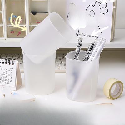 Desktop Clear Frosted Pen Holder Storage Container Storage Pencil Case Multi-kinetic Pen Holder Student Pen Holder