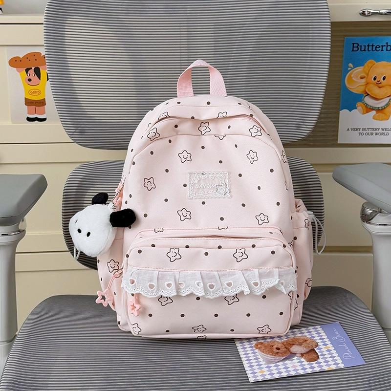 Schoolbag Japanese Lolita Style Lace Bow Lace Backpack Cute Girlfriend Style Shopping Trip Small Backpack