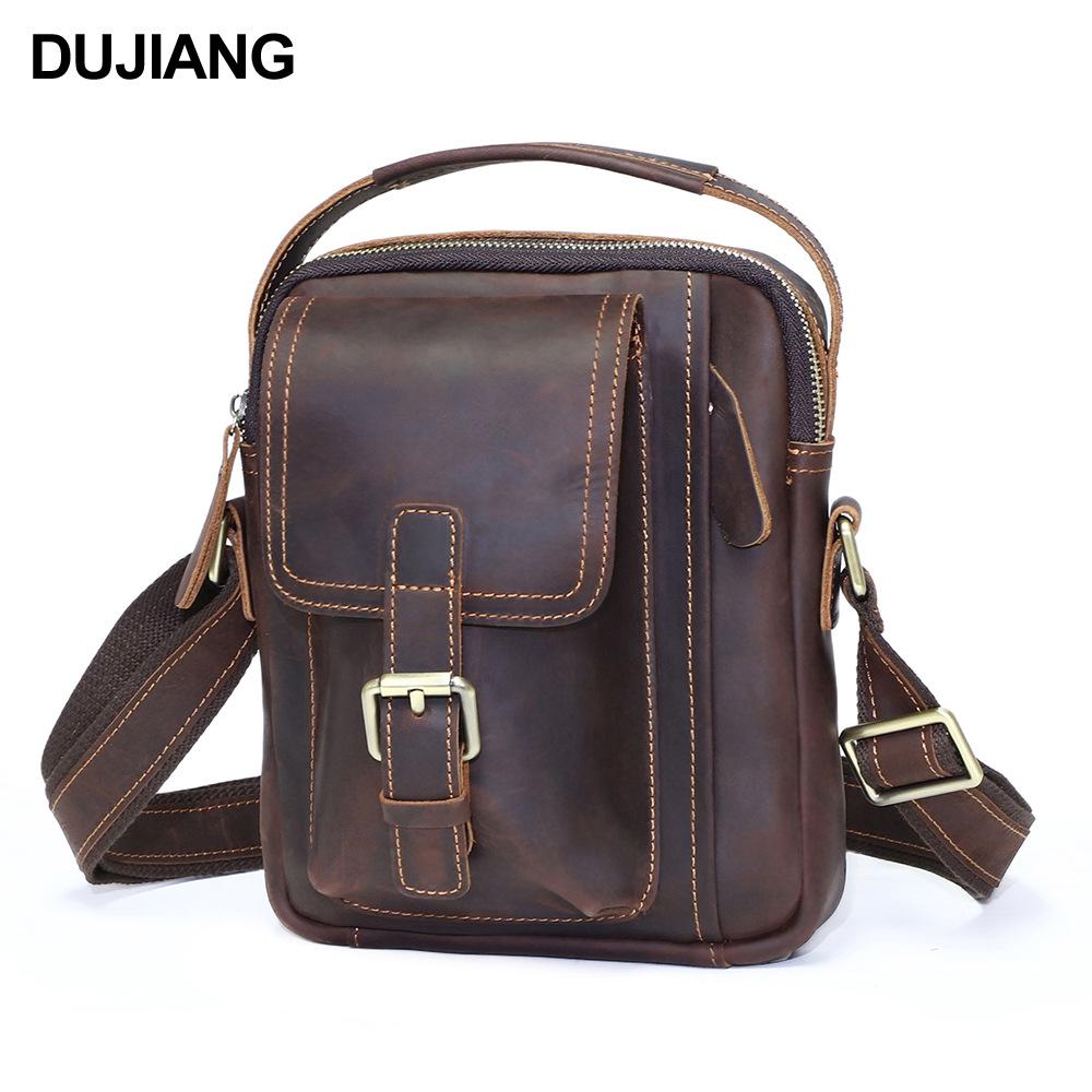 Men's Crossbody Bag - Crazy Horse Genuine Leather Single Shoulder Bag