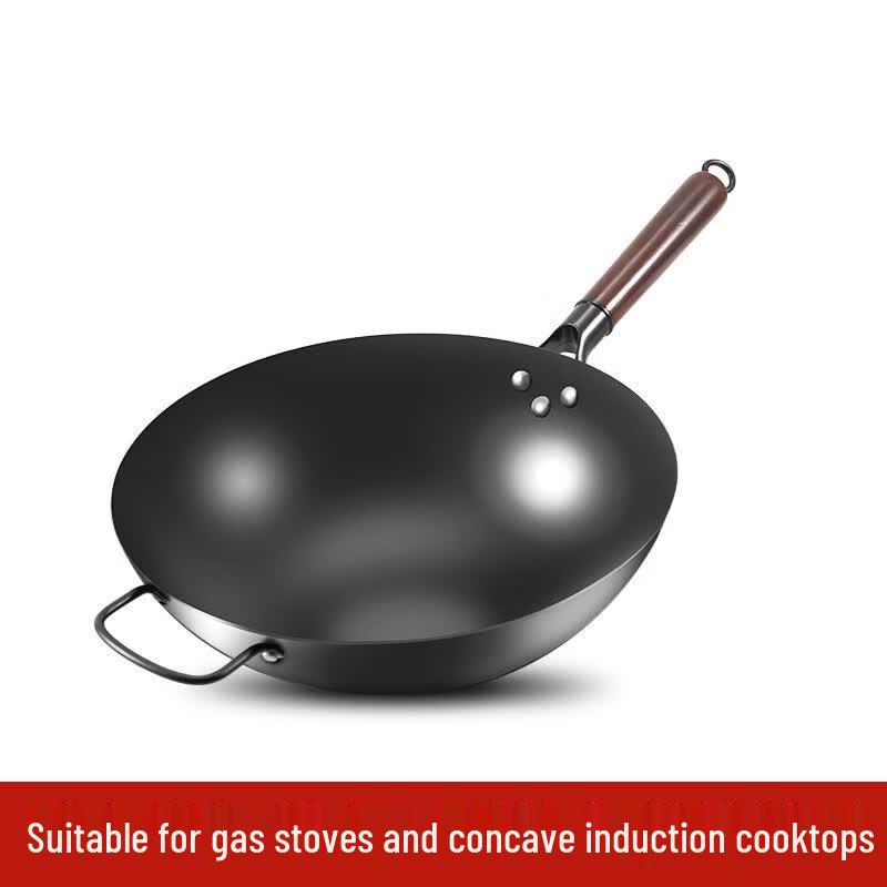 AIMOMA Nitrided Wrought Iron Round Bottom Wok