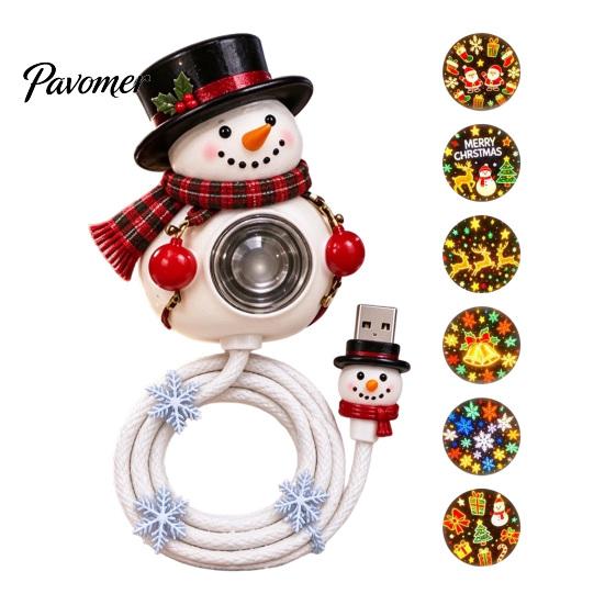 Seasonal Home Decor Ornaments Christmas Projector Light, USB Powered Snowman Ceiling with 6 Patterns, Festive Desktop Light Fixtures Flexible Holiday