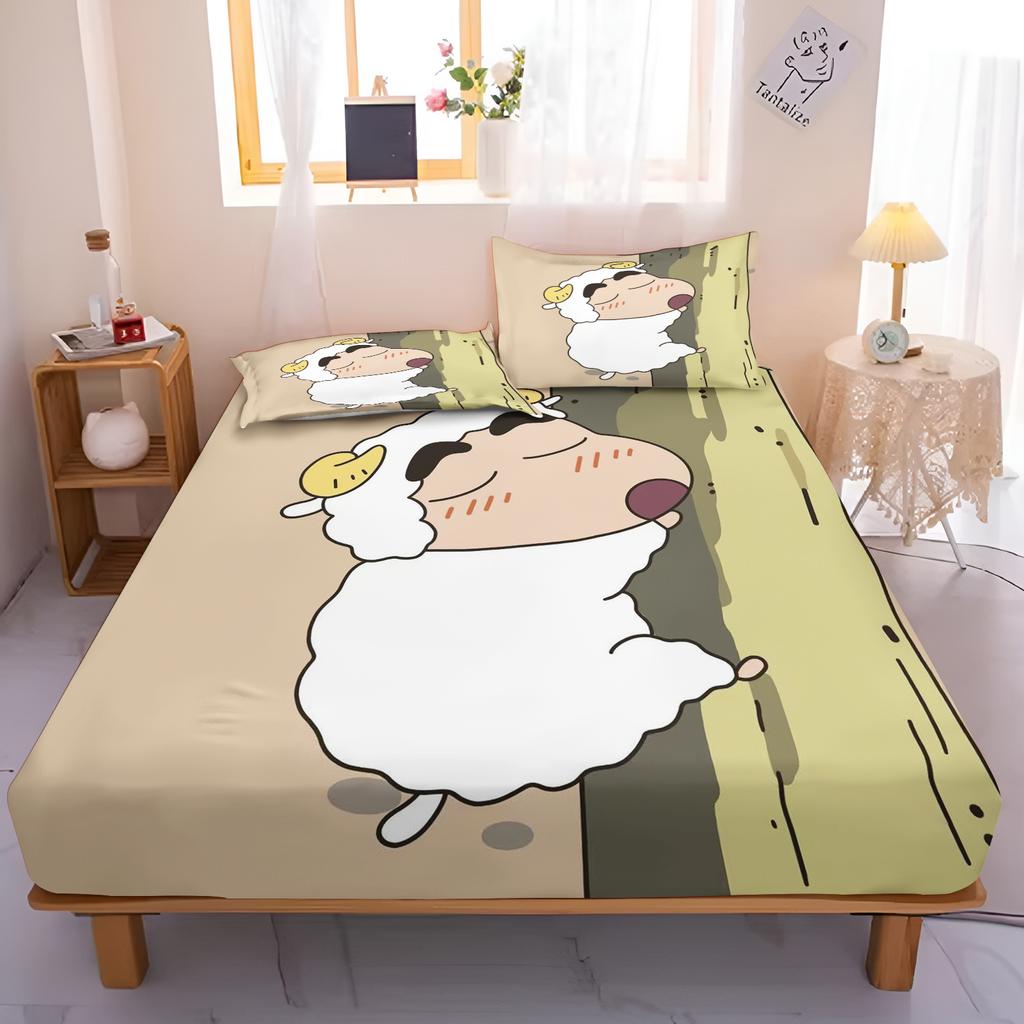 Kreslené prostěradlo s gumou Shin-chan pro teenagera Elastické povlečení Roztomilé povlečení s digitálním potiskem, Povlečení pro děti