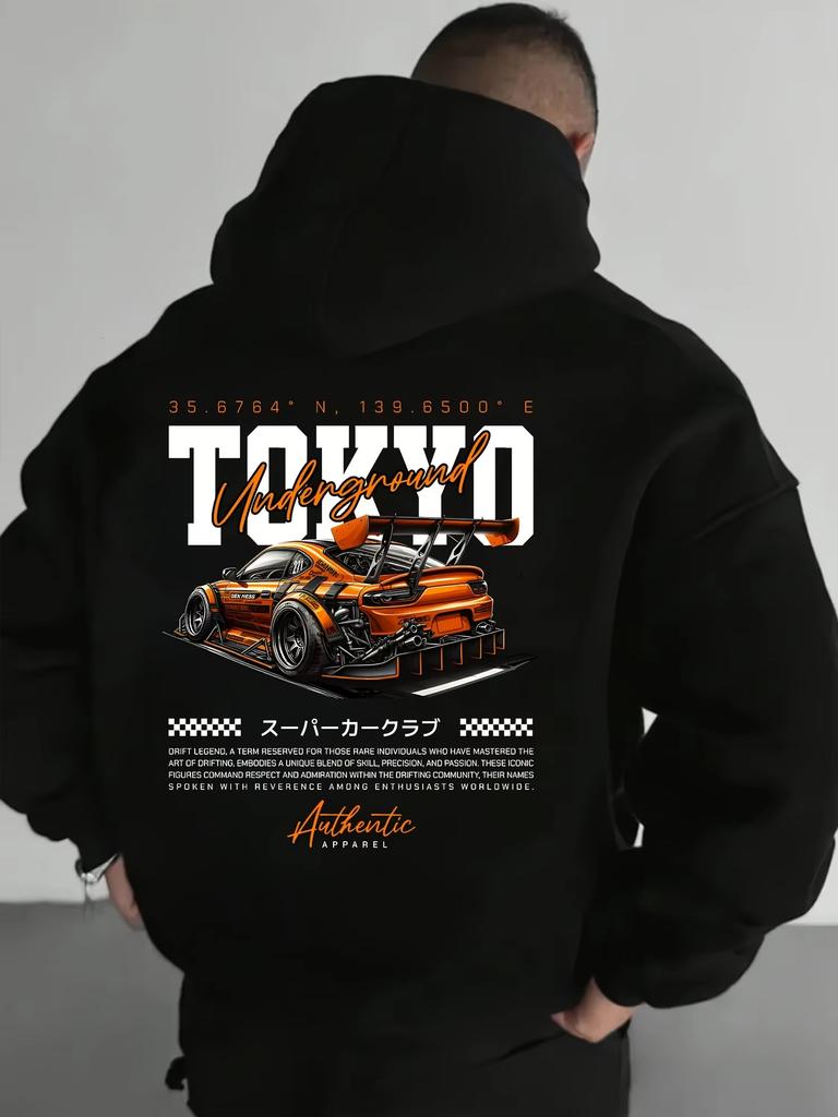 2025 Men's Hoodie a Fashionable Black Pullover Loose and Fitted Long-sleeved Casual Streetwear