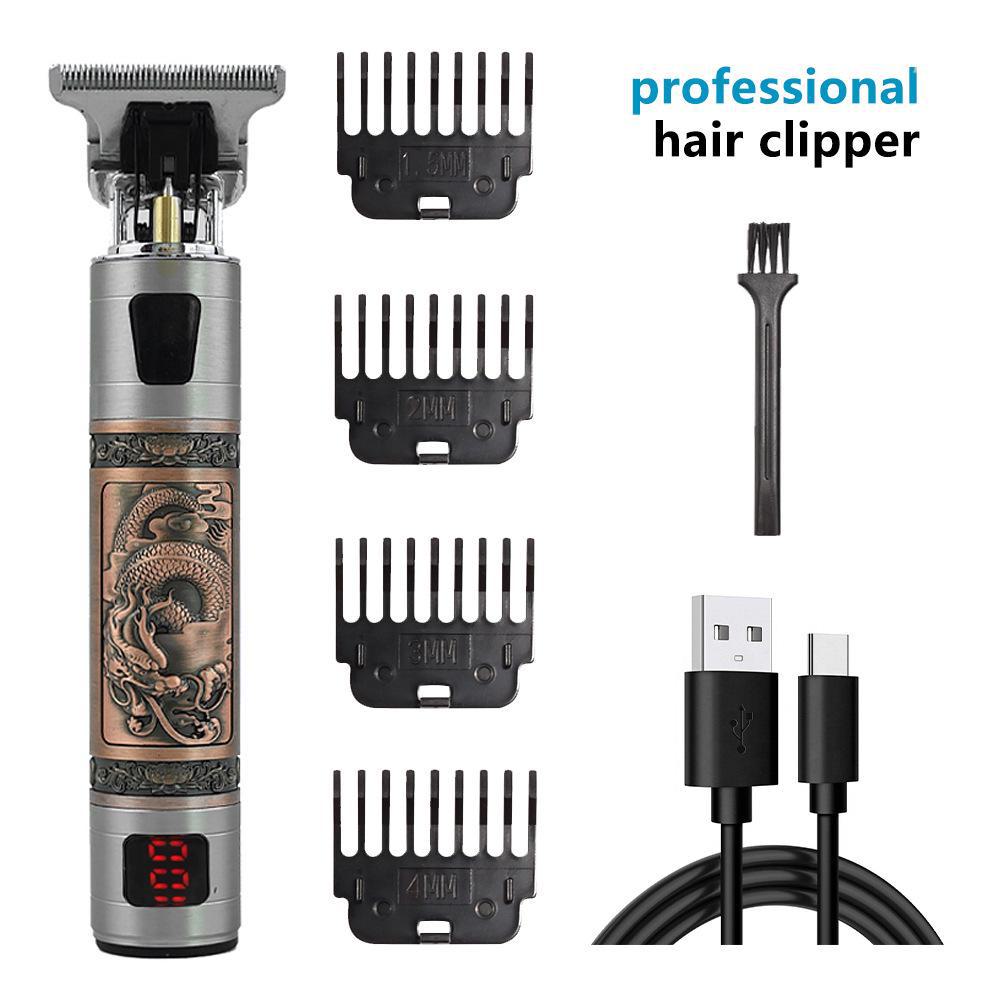 Rechargeable Metal Hair Clipper: Oil Head, Carving, Bald, and Cross-Border Electric Razor.