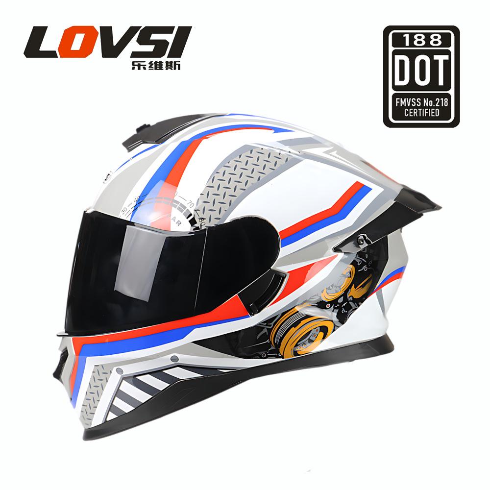Motorcycle Helmet Men's Helmet Locomotive Full Helmet Men's and Women's Four Seasons Double Lens Helmet Electric Vehicle