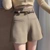 Black High-Waist A-Line Bootcut Suit Shorts for Women - Autumn/Winter Korean Style Casual Pants