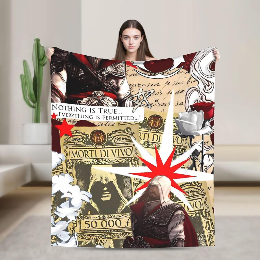 A-Assassins Game C-Creeds Fashion Flannel Blanket Warm Soft Bedding Throws for Home Decor Airplane Bedspread Sofa Bed Cover