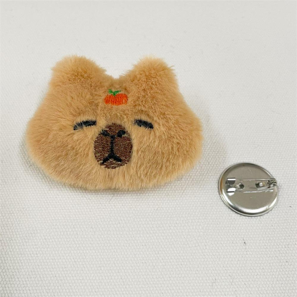 Creative Plush Capybara Brooch Orange Plush Badge Pin Exquisite Plush Capybara Pin  Party