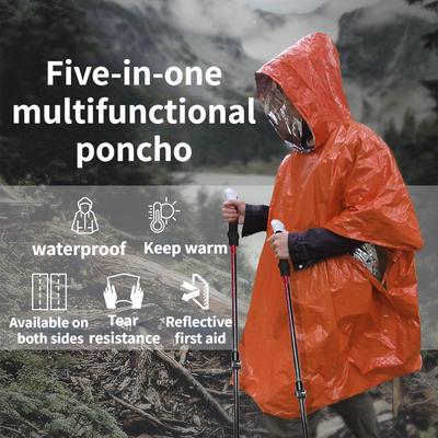 Outdoor Portable First Aid Raincoat Long Cycling Thickened Reflective Windproof Emergency Hiking Multifunctional Raincoat