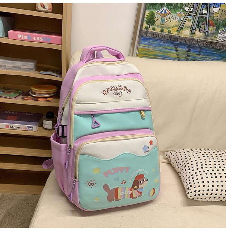 School bag new versatile high-value backpack for junior and high school students large-capacity load-reducing school bag Korean version ins cute