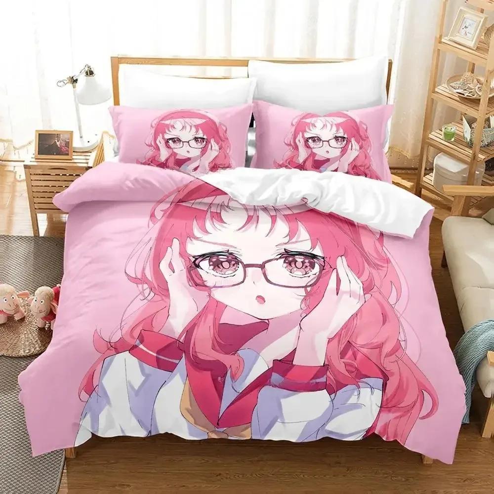 3D Kawaii The Girl I Like Forgot Her Glasses Kaede Bedding Set Cartoon  three-piece set Adult Kid Bedroom Duvet cover Sets