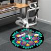 1pc Colorful Flower Mandala Chair Carpet for Office, Round Polyester Mat, Indoor Decor for Office, Easycare Fabric, Washable Non-slip Area Carpet