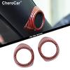 Interior A-pillar Speaker Decor Ring Trim for Ford Mustang 15+ Red Carbon Fiber