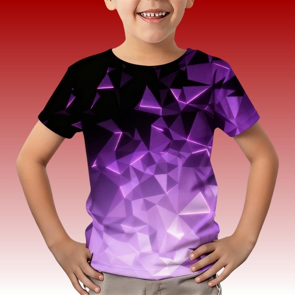 Children's Clothing Tshirt for Kids Boys 3 to 14 Gradient Geometry 3D Print Short-Sleeved T-Shirts Boy Casual Top Kids' T-Shirt