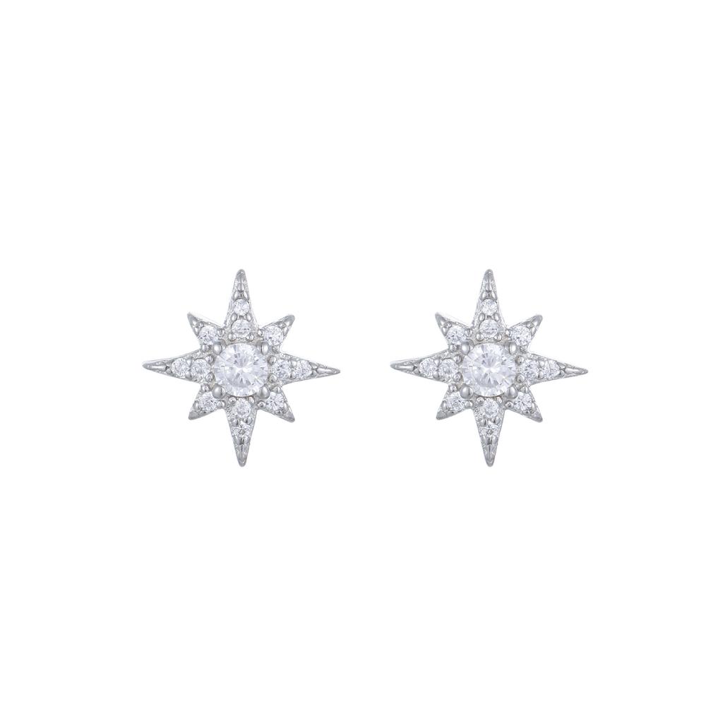 925 Sterling Silver 18K Gold Plated Starburst CZ Stud Earrings for Women, Dainty Star Cubic Zirconia Hypoallergenic Earrings
