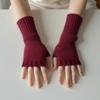 Solid Color Half Finger Mitten Soft Fingerless Gloves New Knitted Gloves  for Work Study