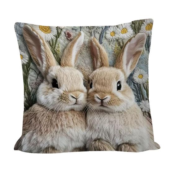 

Pillowcase Easter Rabbit Print Easy-Care Design Soft Breathable Pillow Cover Sofa Bedroom Patio Home Decor A