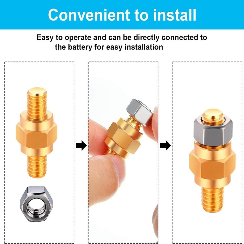 Boao 8-Piece Side Post Battery Terminal Adapter - 3/8 16 Bolts Standard Battery Post Stud Extender Screws