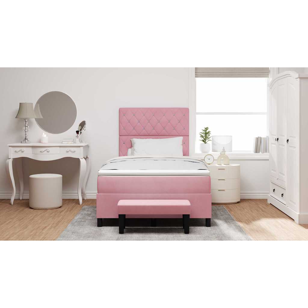 Boxspring Bed with Headboard Pink 190 X 120 Cm Velvet