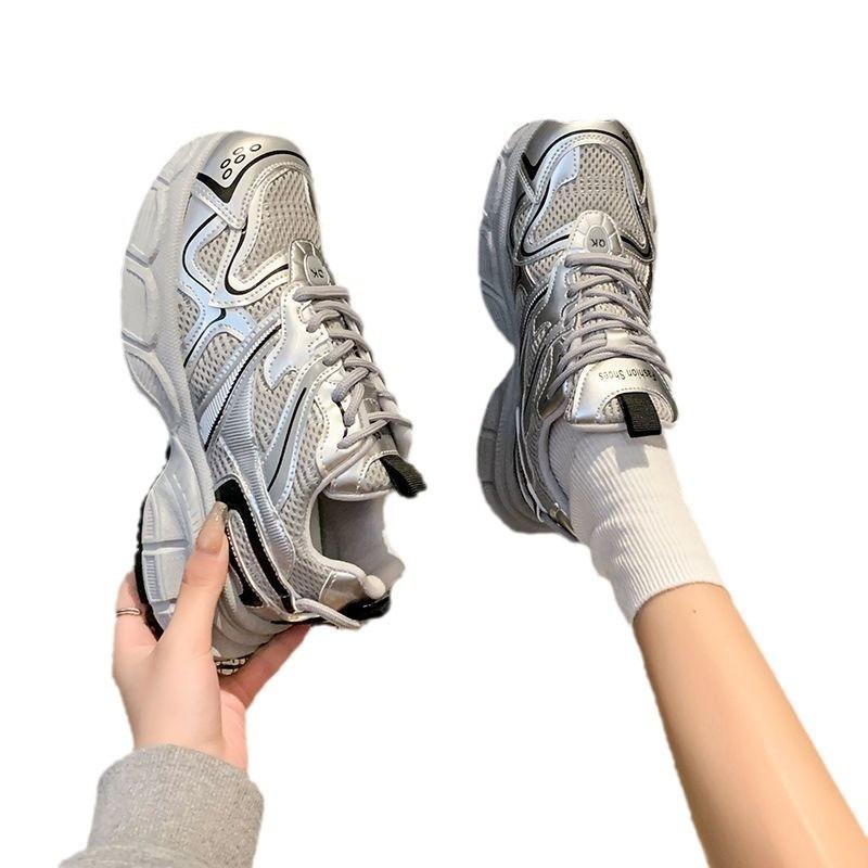 Silver Daddy Shoes Women's Mesh Breathable Versatile New Casual Sneakers Casual Shoes Show Feet