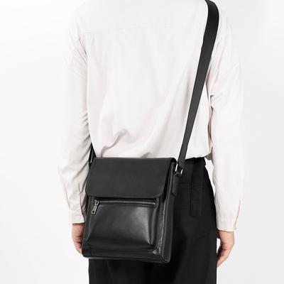 Men's Genuine Leather Clamshell Shoulder Bag Classic Men's Bag Business Leisure Travel Large Capacity Bag