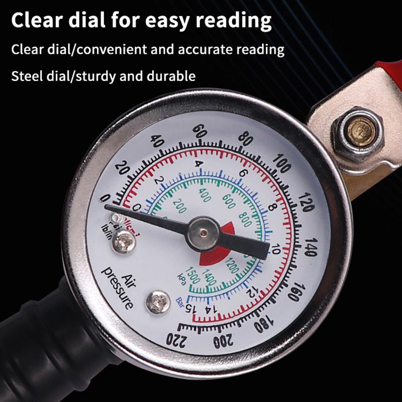 0-15Bar/220Psi Car Tire Inflator Rod With Tester Tire Pressure Gauge For Truck Motorcycle Repair Tools Universal Tyre Manometro