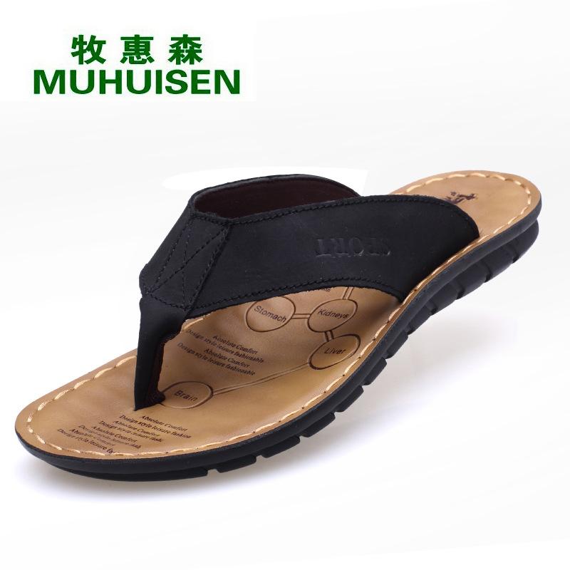 

2025 new summer sandals men s toe-to-toe flip-flops driving dual-purpose wear pinch-toe beach leather shoes tide 38