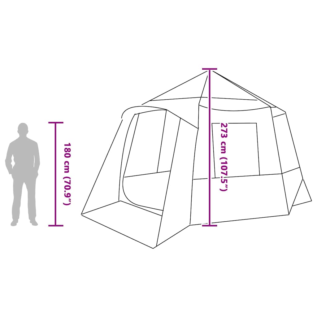 Cabin Tent 12 Person Green and White 405 x 405 x 273 cm