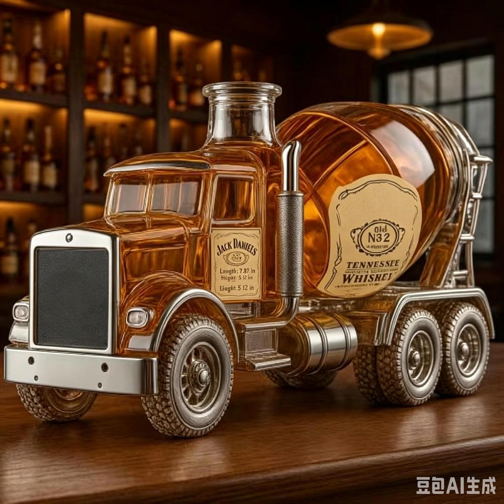 Glas-Dekanter in LKW-Form, 350 ml, versiegelte leere Likörflasche zur Aufbewahrung von Whiskey, Wodka, Wein
