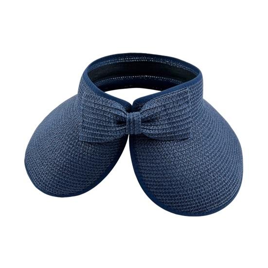 Outdoor Ladies Hat Empty Top Foldable Large Brim Bow Decor Sun Protection Anti-UV Beach Straw Cap Gardening Fishing Travel Hat