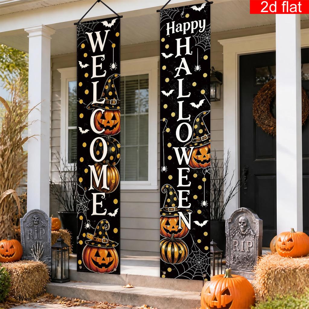 Banner 2pcs Polyester for Halloween & Porch