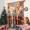 Set Of 2 Flat Printing Merry Christmas Window Drapes Cute Cat Candy Polyester Without Electricity Party Decorations Curtain