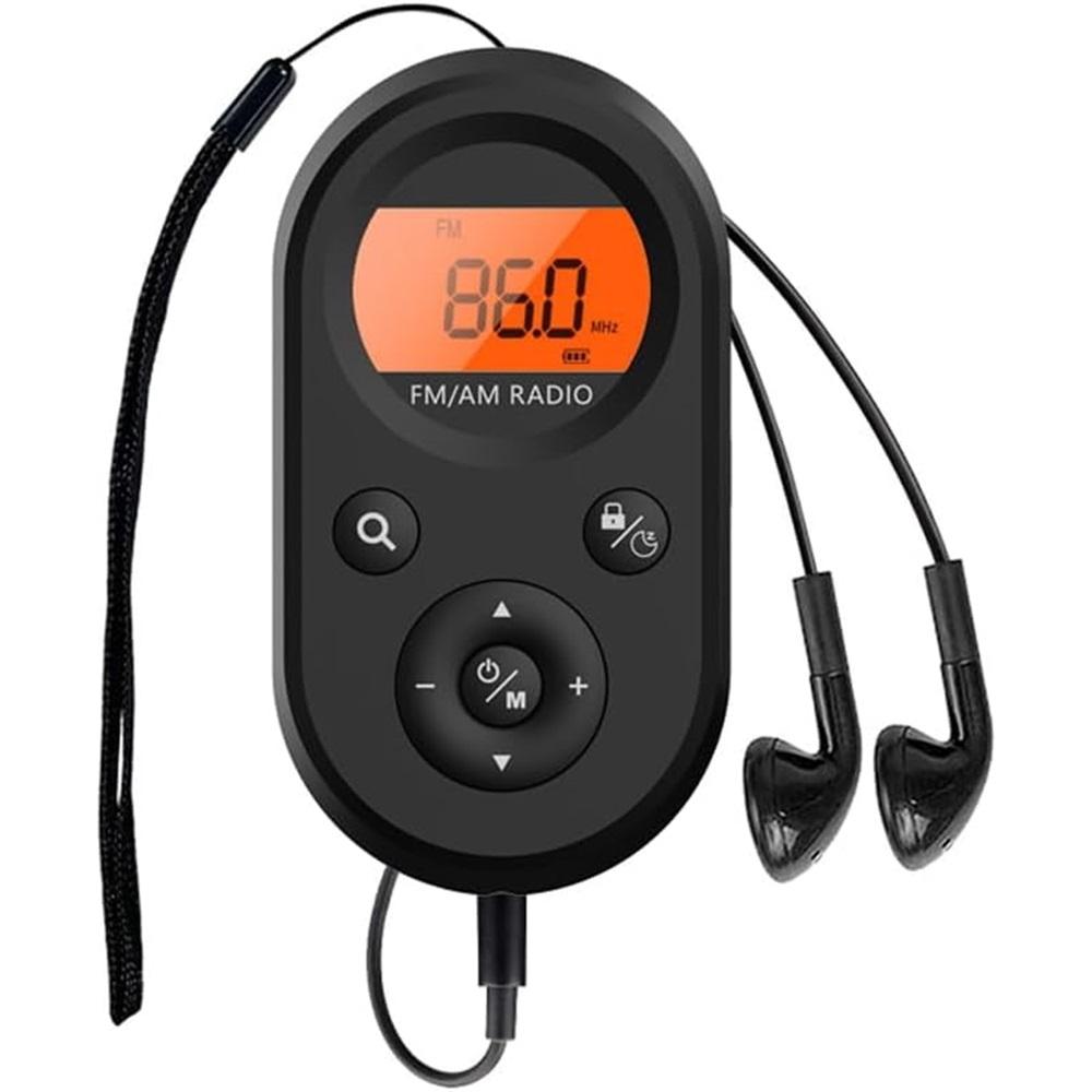 

Mini Pocket AM/FM Radio Battery-Powered Stereo Radio with Display Backlight and Headphones