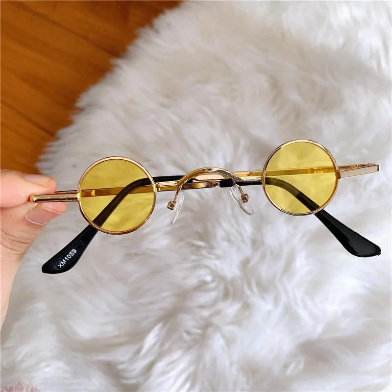 Retro Style Mini Round Glasses Frame Sun Glasses Men's Metal Material Gold Black Red Small Round Framed Sun Eyeglasses For Women's Eye Care