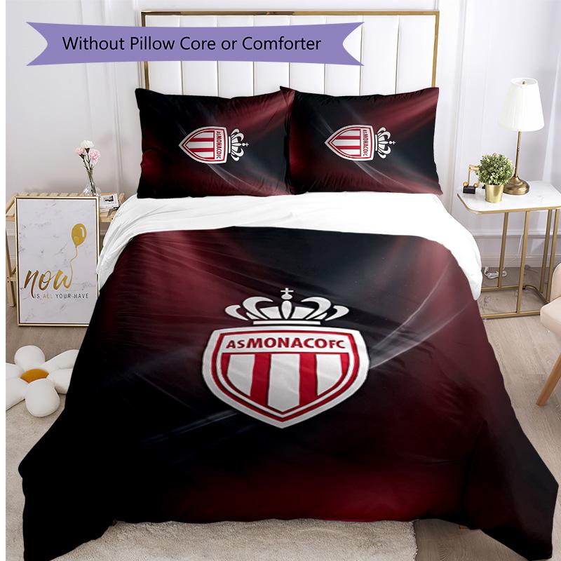 Monaco FC Printed 3PCS Bedding Set Breathable Duvet Cover with Pillowcases Decorative Bed Linen for Bedroom Home