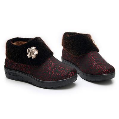 Mode Damen Winter Schneestiefel Mittelalterliche und Ältere Plus Samt Damen Winterstiefel Warm Verdickt Rutschfest Stiefeletten