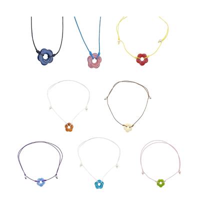 European and American Jewelry Flower Pendant All-matched Clavicle Chain Adjustable Drawing Rope Cold Wind Neck Chain