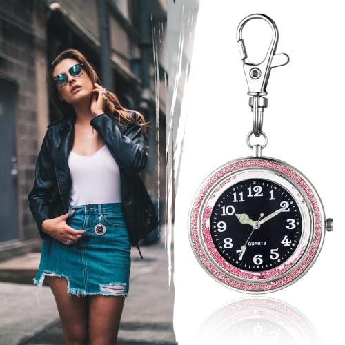 Lancardo Carabiner Watch, Nurse Watch, Pocket Watch, Keychain, Analog, Diamond, Trunk, Easy To Read, Perfect for Everyday Use, Mountain Climbing, Comm