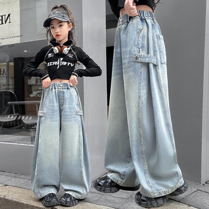 Loose Style Tween Girl Fashion Baggy Jeans Harem Pants for Kids Child Street Denim Trousers