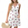 Women's Casual Summer Vest Dress With Pockets Floral Print V Neck Sleeveless Dress