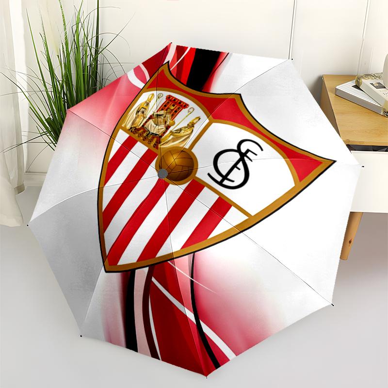 Seville logo Print Automatic Umbrella, 8 Rib Iron Frame, Plastic Handle, Suitable for Outdoor Travel &Daily , Ideal Gift