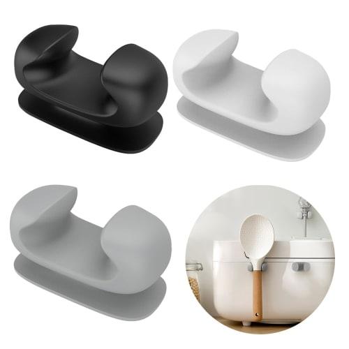 Ceramic Rice Paddle Holder, Rice Paddle Stand, Adhesive Type, Easy Installation, Loss Prevention, Multifunctional, Small Item Storage, Simple Design,