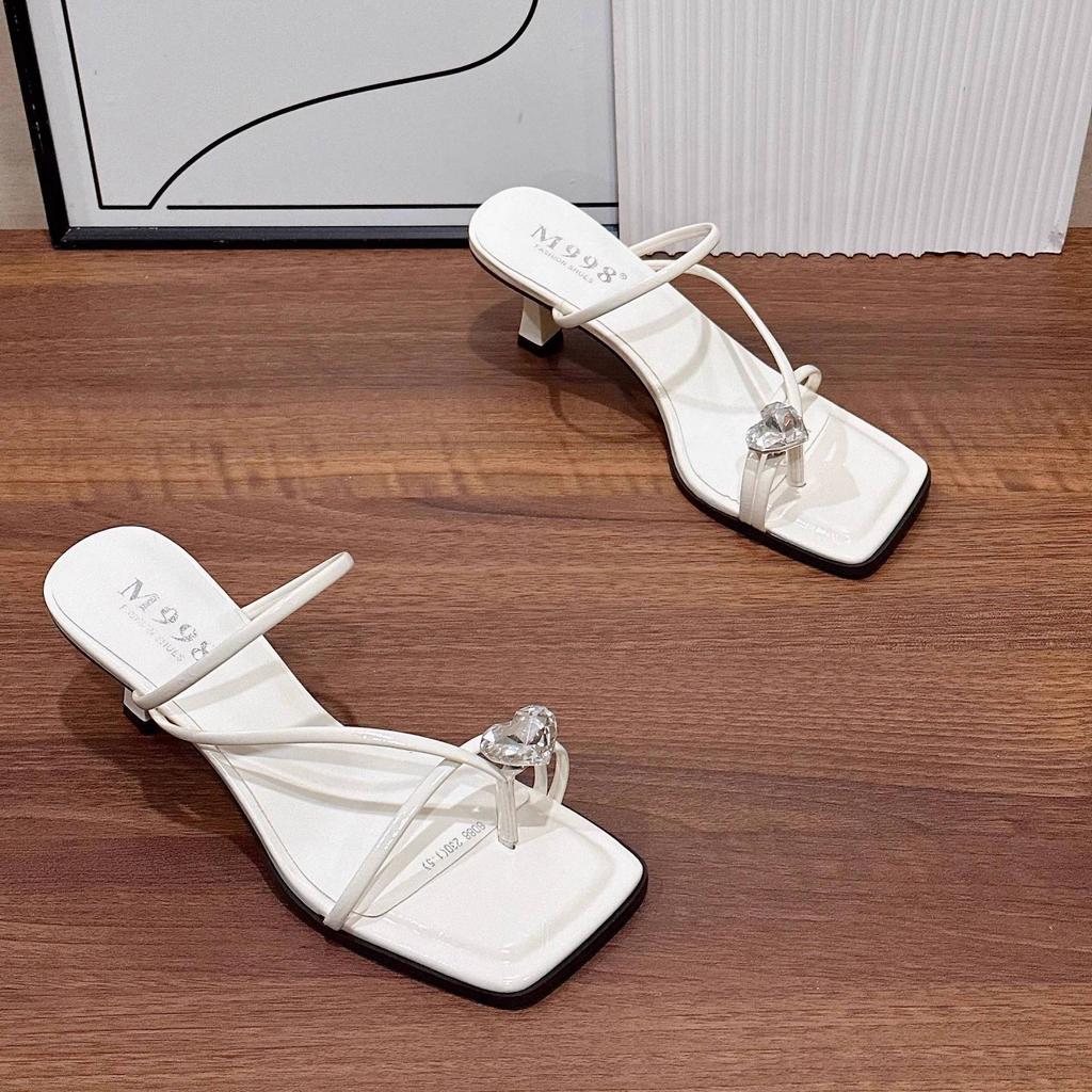 2025 new silver high-heeled slippers female summer wear fairy style with skirt rhinestone sexy thin strap toe sandals