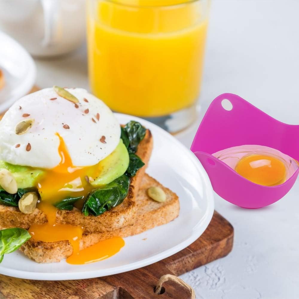4pcs Silicone Egg Poacher Cups Poach Pods Work with Egg Poacher Pan, Cookware, Boiler Steamer, Microwave