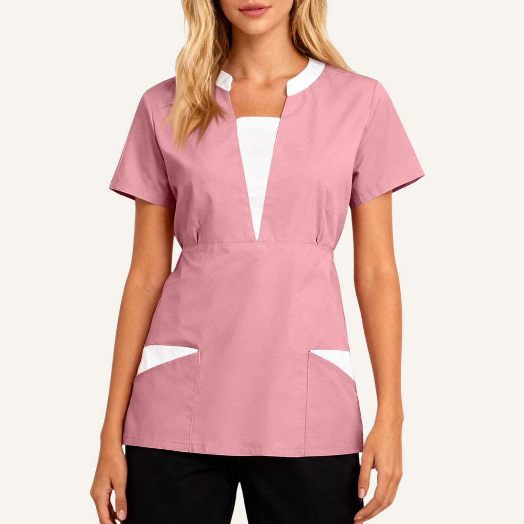 Women's Loose And Comfort V-Neck Casual  Work Clothes Top Short Sleeve Shirt