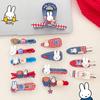 Kawaii Miffy Rabbit Hair Clip Cute Korean Cartoon Instagram Striped Miffy Rabbit Hair Clip Bow Girl Autumn and Winter Bangs Clip