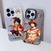 ONE PIECE Luffy Ace Mobile Phone Case iPhone17pm Trendy Cool Anti-drop Colored Silver IMD Apple 16pro Boys